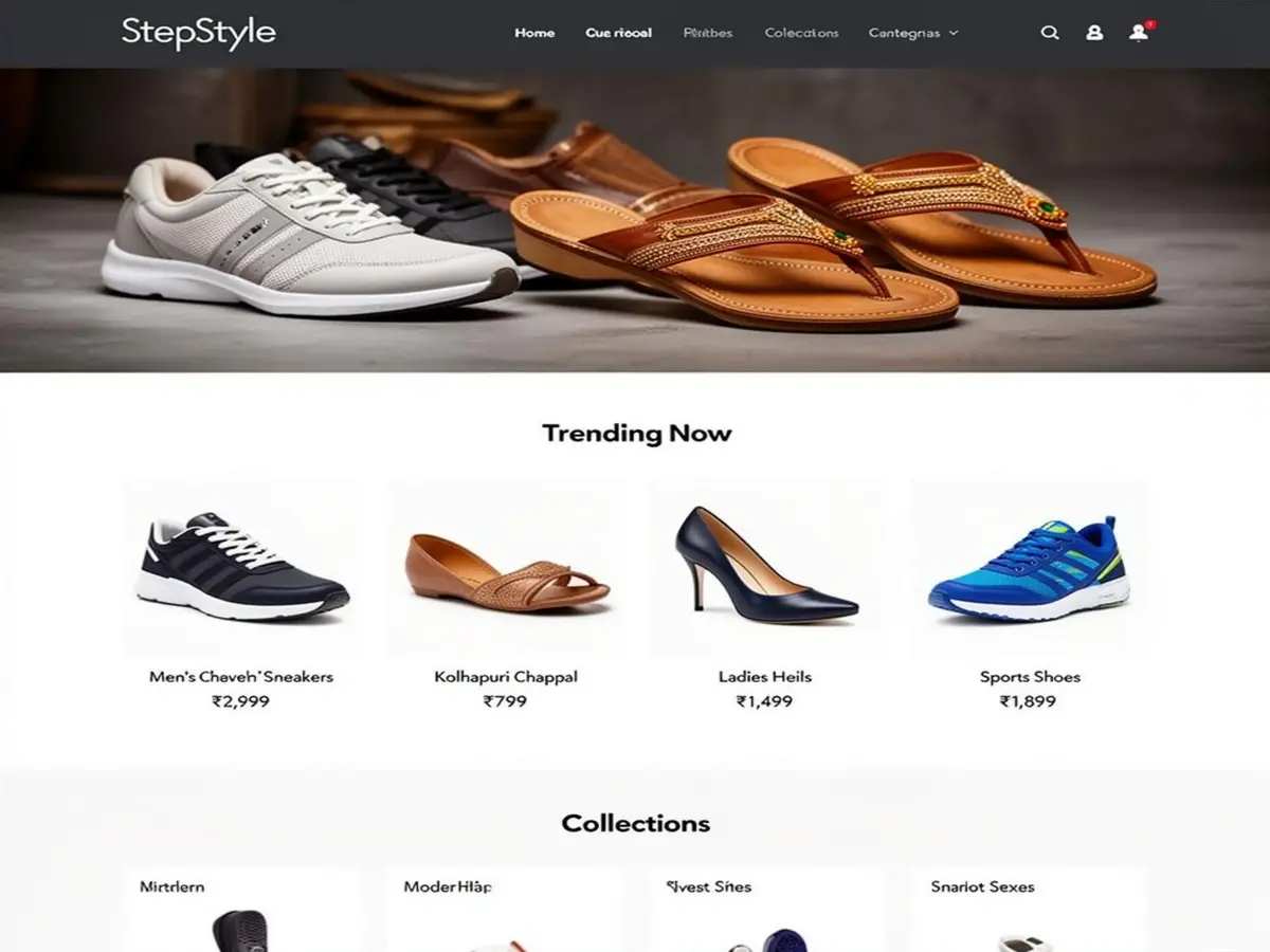 Footwear retail store mobile-friendly website template